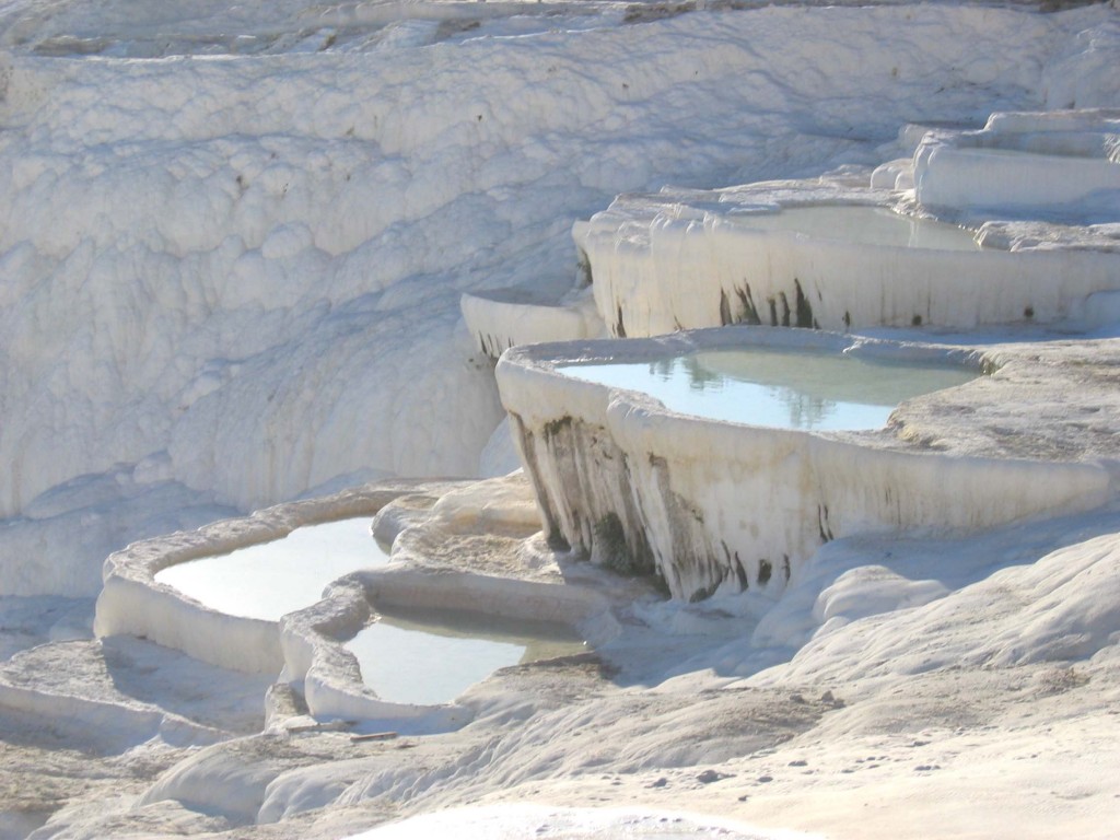 Pamukkale thermal baths on a slope