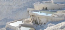 Pamukkale thermal baths on a slope