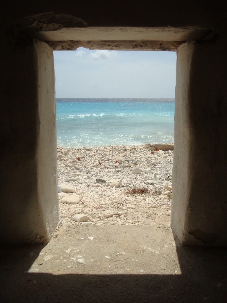 Sea view from a slave hut in Bonaire